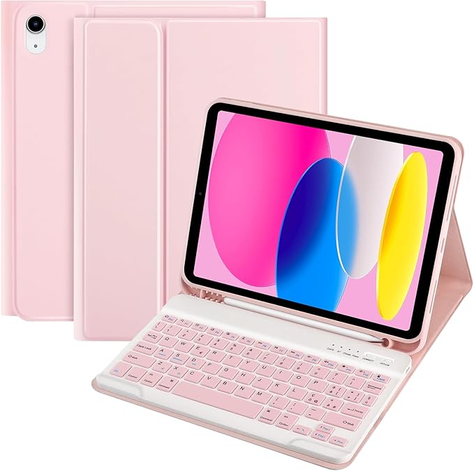 coockover case ipad 10° con tastiera rosa
